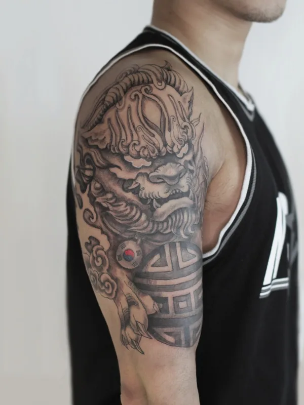 male black and grey japanese Tatuagem em full sleeve #57080 | Tatuador Anna Guskova