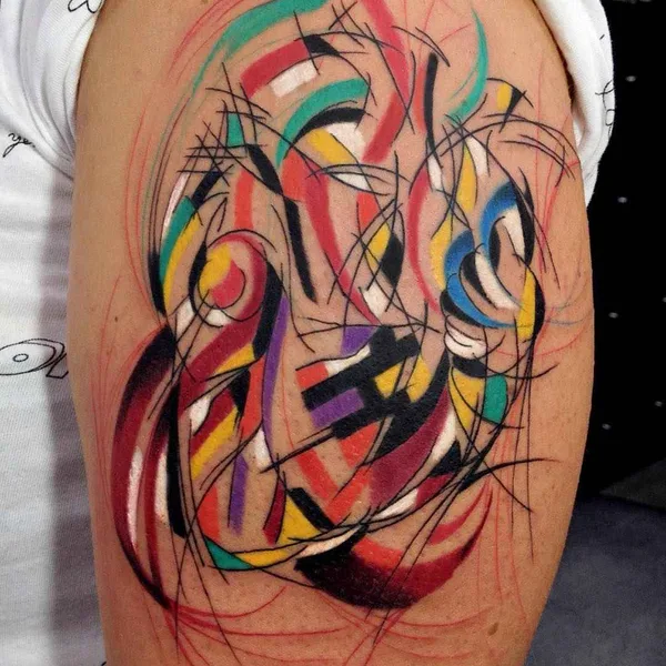 Graphic tattoo by Sebastian Barone in Málaga