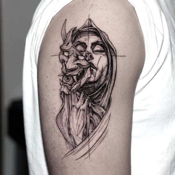 Graphic tattoo by BK in Seoul