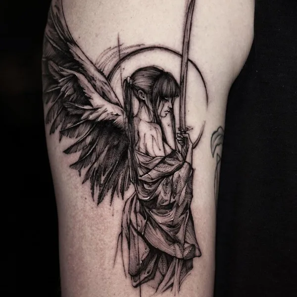 Graphic tattoo by BK in Seoul