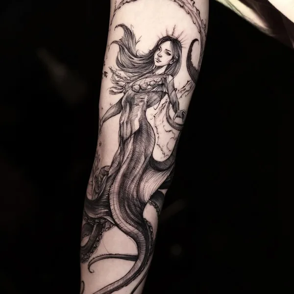 Graphic tattoo by BK in Seoul