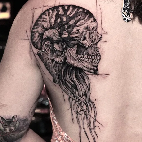 Graphic tattoo by BK in Seoul