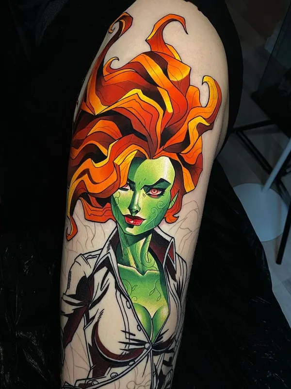 female color illustrative Tatuaggio su thigh #42325 | Tatuatore Dane Grannon