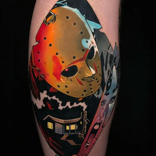New School tattoo by Dane Grannon
