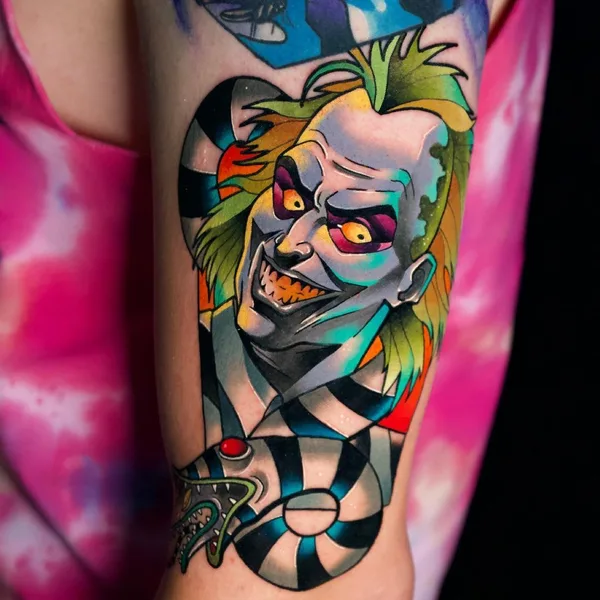 New School tattoo by Dane Grannon