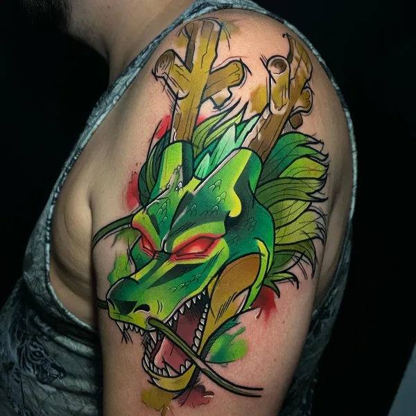 New School tattoo by Dane Grannon