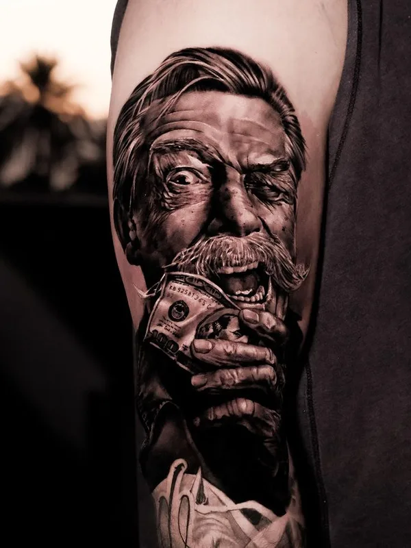 black and grey realism tattoo auf upper arm #73703 | Tätowierer Artem Yosh