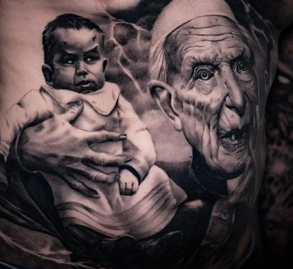 black and grey realism tattoo auf chest #73697 | Tätowierer Artem Yosh