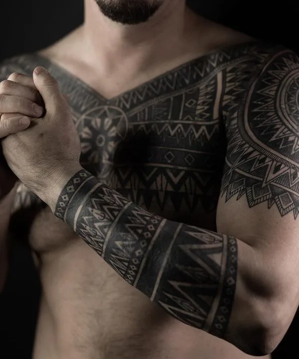 male black tribal татуировка на full sleeve #45887 | Тату мастер Михаил Колесников