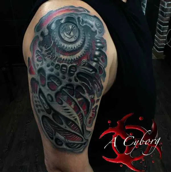 color biomechanical татуировка на upper arm #16185 | Тату мастер Alexei Efimov