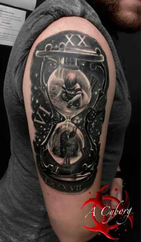 black and grey realism татуировка на upper arm #16183 | Тату мастер Alexei Efimov