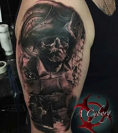 black and grey black and grey татуировка на upper arm #16179 | Тату мастер Alexei Efimov