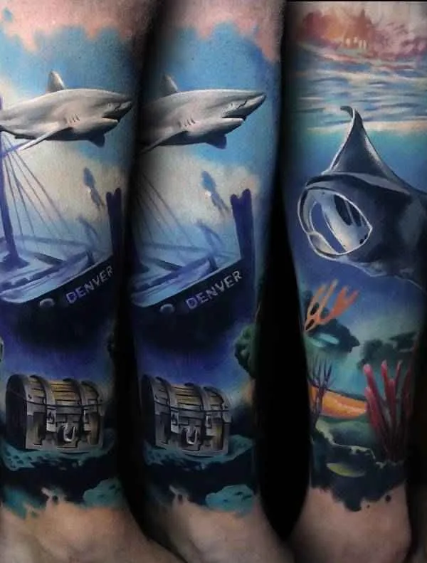 color realism tattoo on full leg #10752 | Tattoo Artist Saga Anderson ( Ink by Saga )