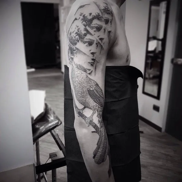 Дотворк tattoo by Otto D’Ambra in London