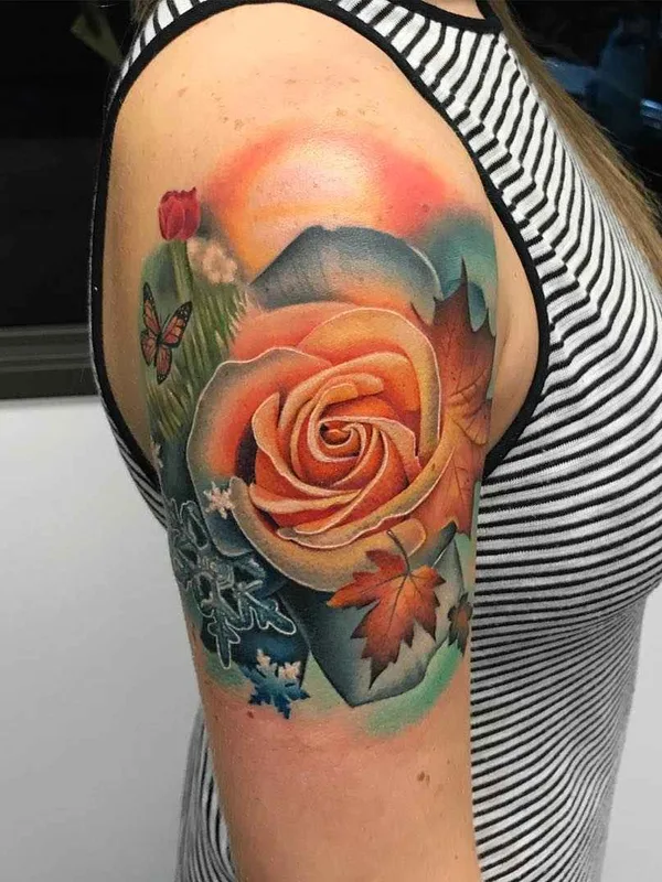 female color realism Tatuaggio su shoulder #9888 | Tatuatore Andres Acosta