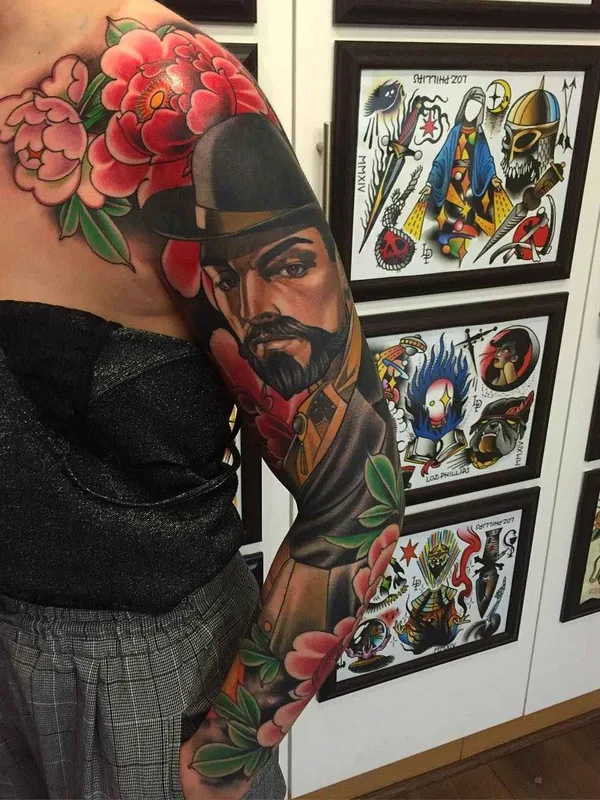 color neo traditional Tatuaggio su full sleeve #9602 | Tatuatore Daniel Molloy