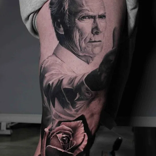 Portrait tattoo by Ryan Evans in Auckland