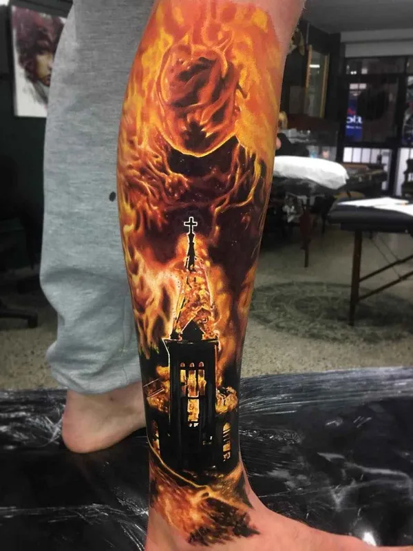 color realism tatuaje en calf #7028 | Tatuador Ben Kaye