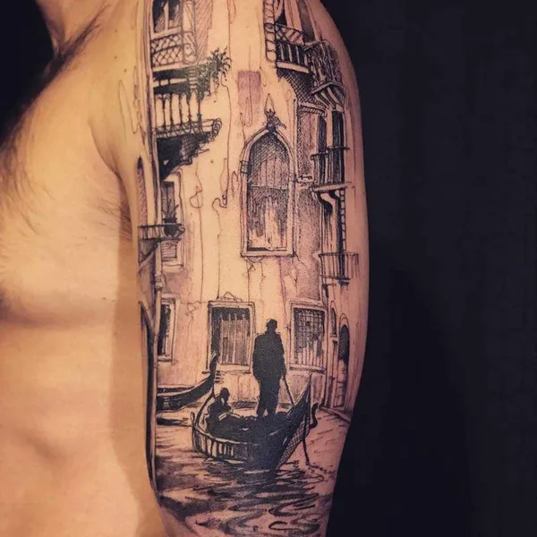 Author's Style tattoo by L'oiseau (Franck Solers) in Collioure