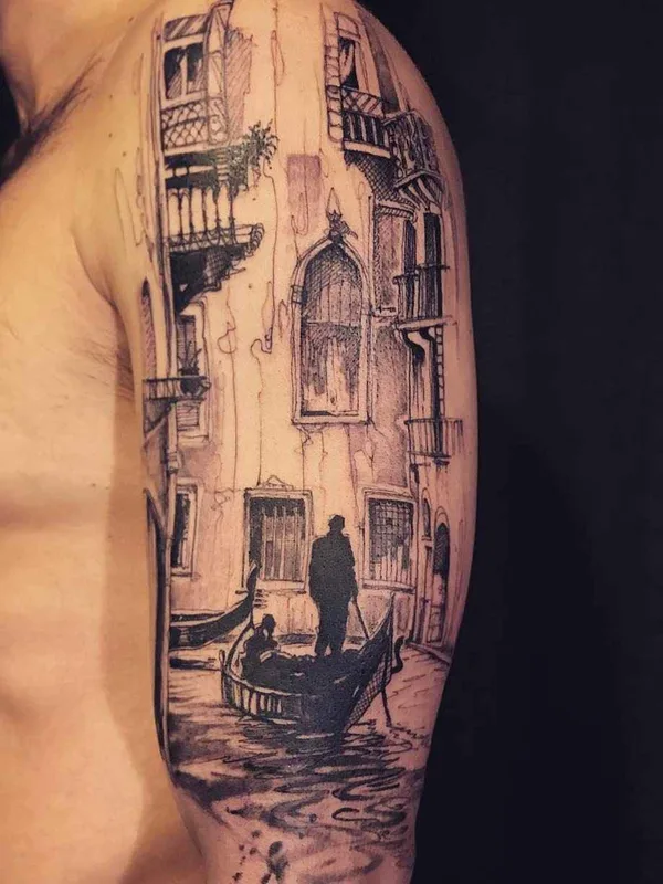Author's Style tattoo by L'oiseau (Franck Solers) in Collioure