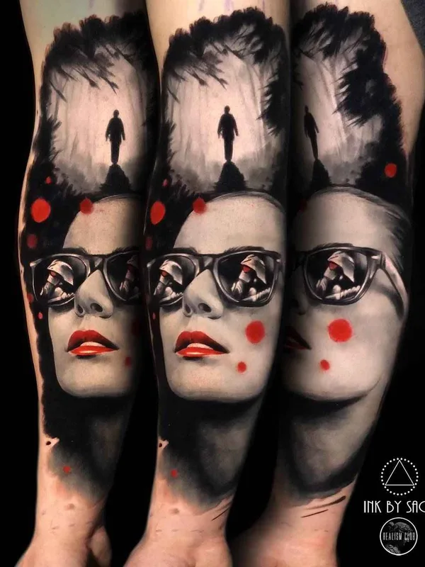 female black and grey realism tattoo on full sleeve #10760 | Tattoo Artist Saga Anderson ( Ink by Saga )