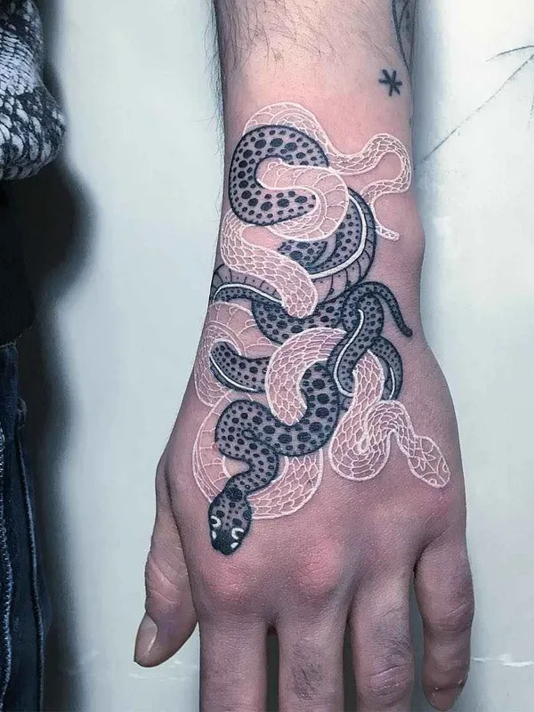 black and grey linework tattoo on hand #6605 | Tattoo Artist Mirko Sata