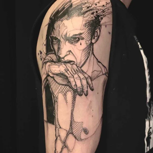 Author's Style tattoo by L'oiseau (Franck Solers) in Collioure