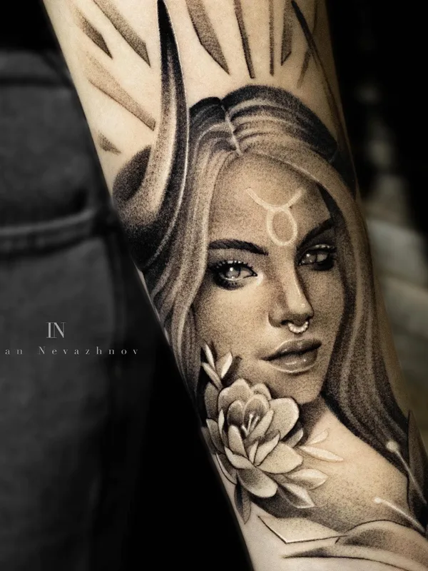 female black and grey black and grey Tatuaggio su forearm #51564 | Tatuatore Иван Неважнов