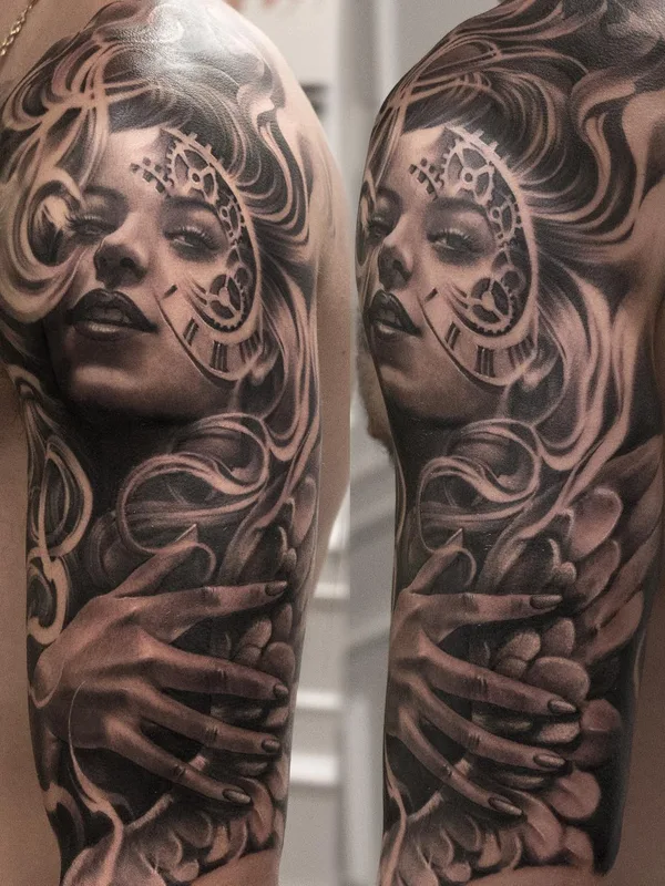 black and grey realism tatuaje en shoulder #29117 | Tatuador Ivano Natale