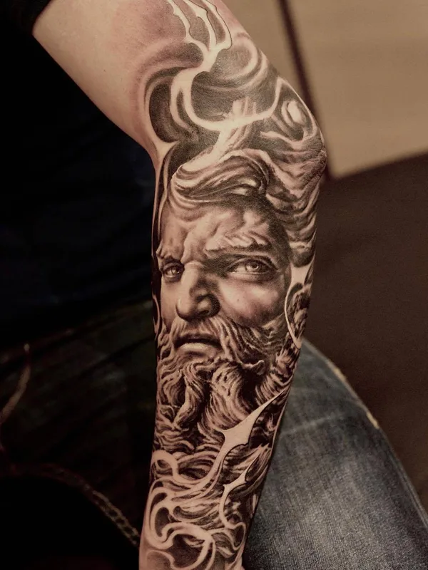 black and grey realism tatuaje en full sleeve #29105 | Tatuador Ivano Natale