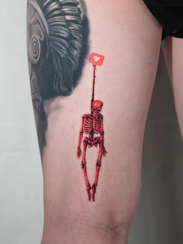color illustrative татуировка на thigh #39002 | Тату мастер Camoz