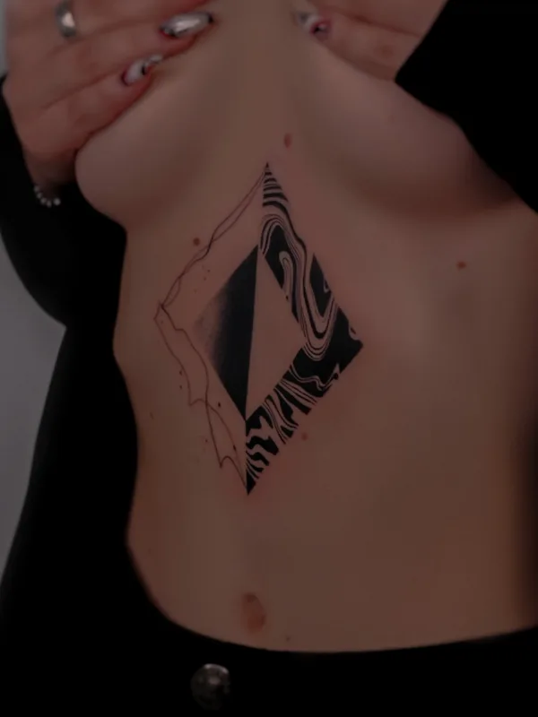 female black abstract татуировка на sternum #68347 | Тату мастер Vel Pokes