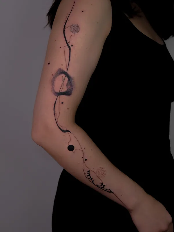 female black and grey abstract татуировка на forearm #68361 | Тату мастер Vel Pokes