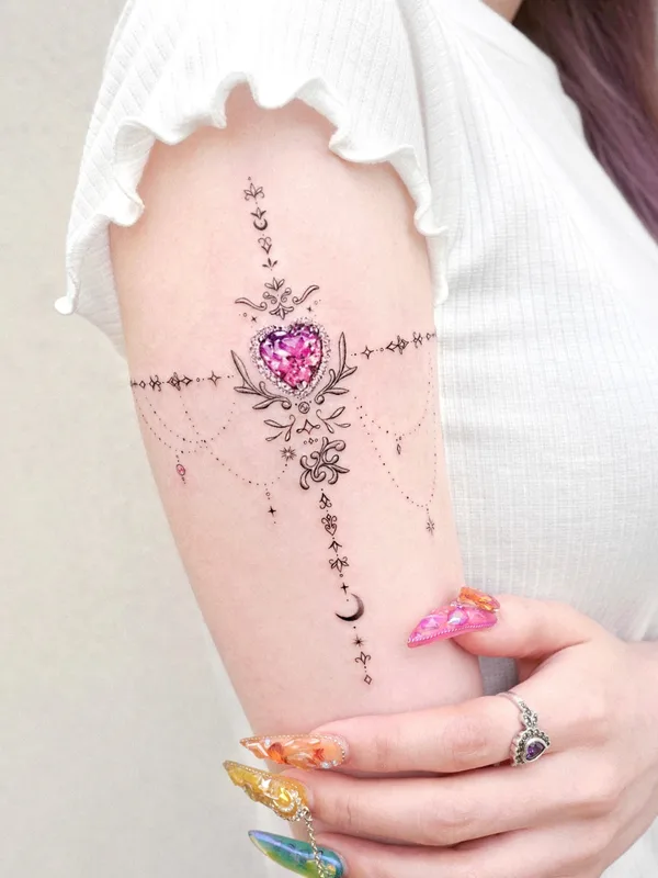 female color jewelry tattoo on shoulder #55603 | Tattoo Artist Solar