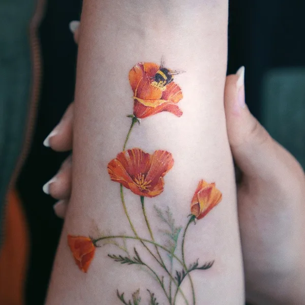 Watercolor tattoo by Dasol Kim in Los Angeles