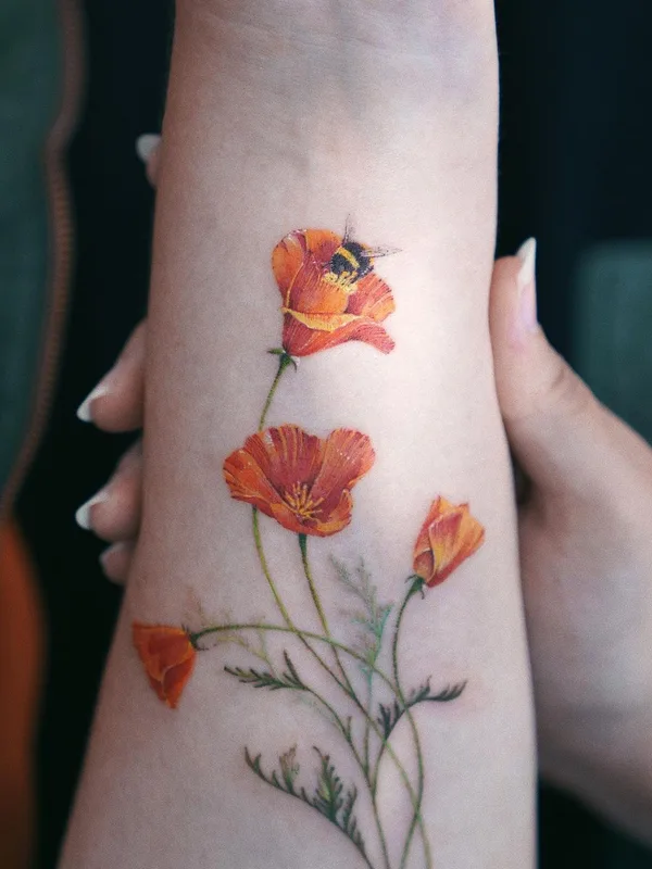 female color miniature, botainc tatouage sur forearm #55609 | Artiste tatoueur Dasol Kim