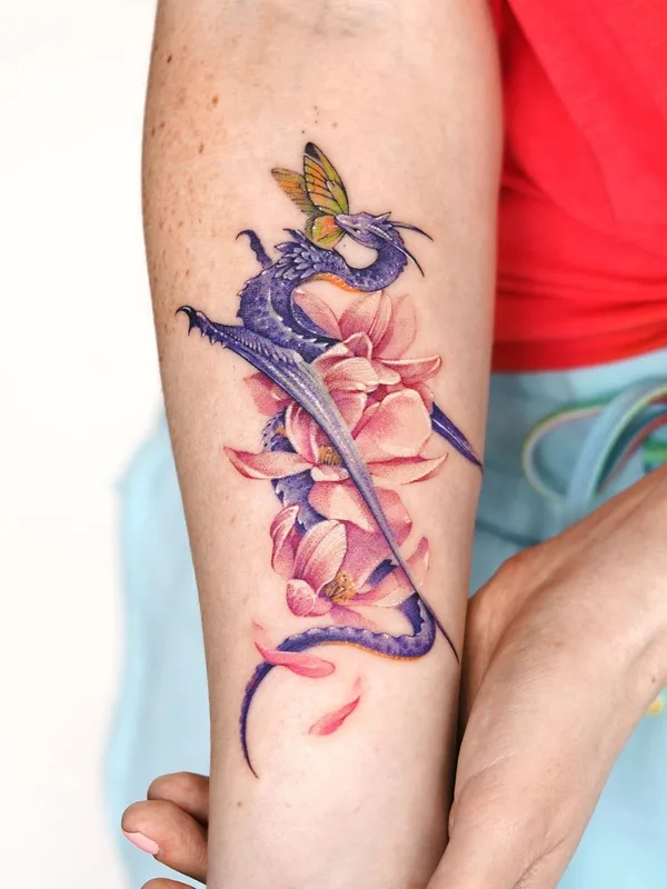 female color miniature, botainc tatouage sur forearm #55611 | Artiste tatoueur Dasol Kim