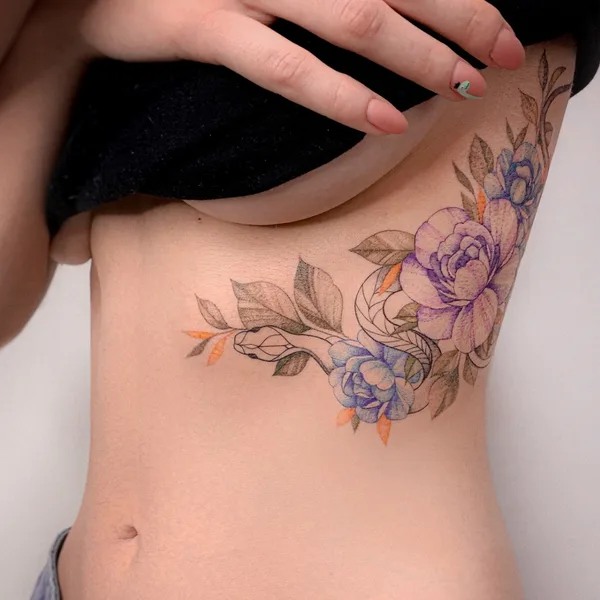 Botanical tattoo by Olga Kotova in Berlin