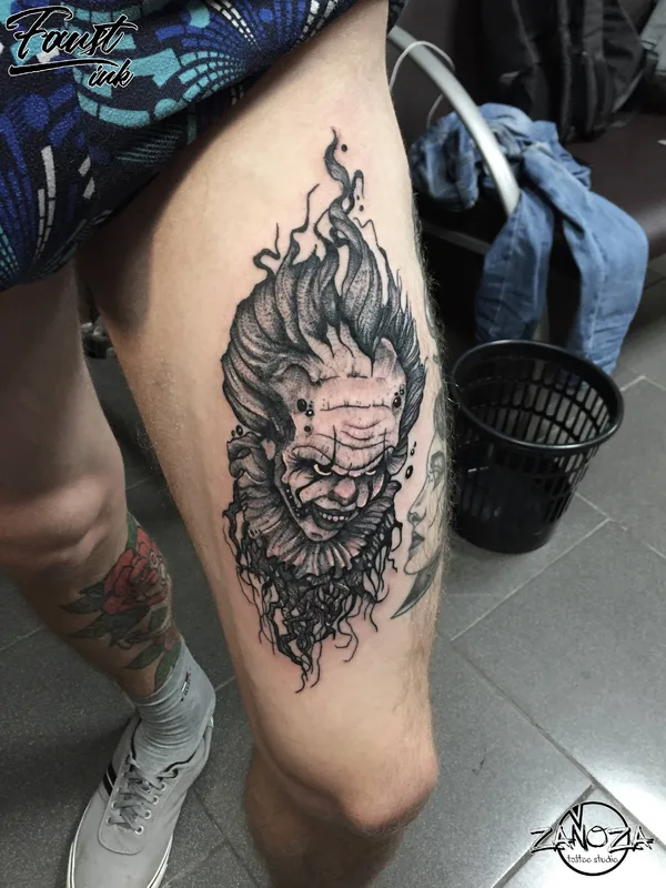 black and grey blackwork татуировка на thigh #32202 | Тату мастер Александр (Faust) Строилов