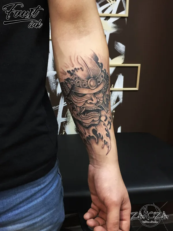 male black and grey japanese татуировка на forearm #32197 | Тату мастер Александр (Faust) Строилов
