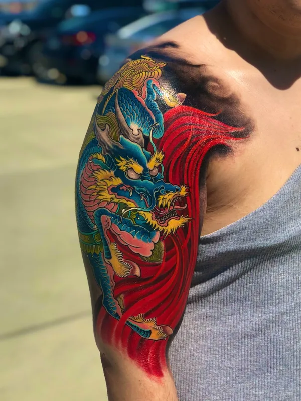 color japanese tattoo on shoulder #73017 | Tattoo Artist CJ Cai Nan