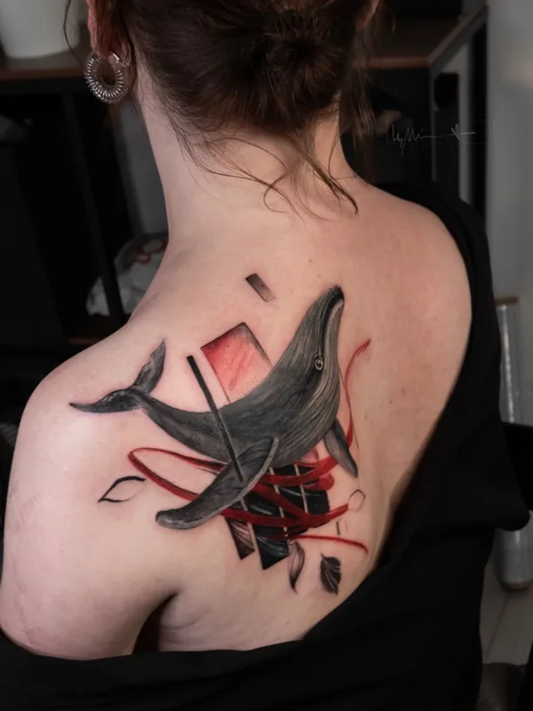 female color abstract татуировка на shoulder blade #58960 | Тату мастер Мария Цегельник
