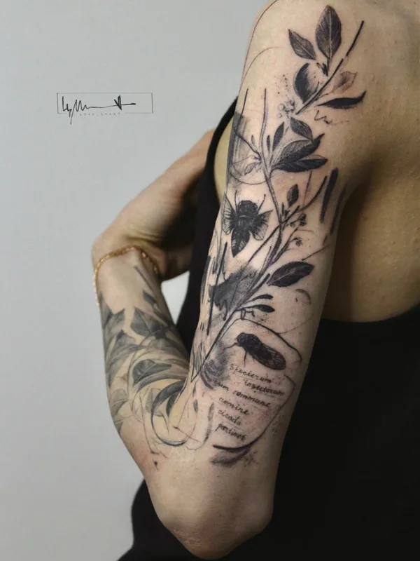 black and grey sketch татуировка на upper arm #58969 | Тату мастер Мария Цегельник