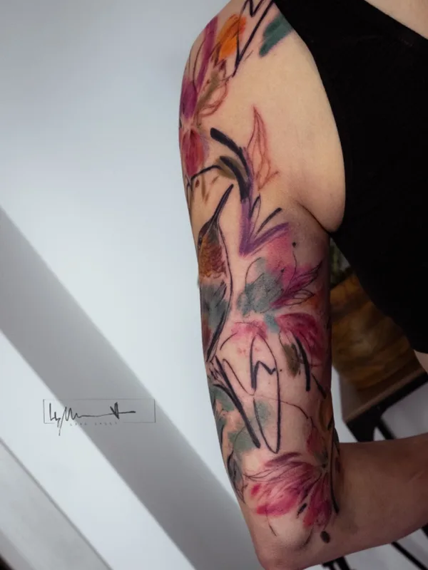 female color watercolor татуировка на upper arm #58966 | Тату мастер Мария Цегельник