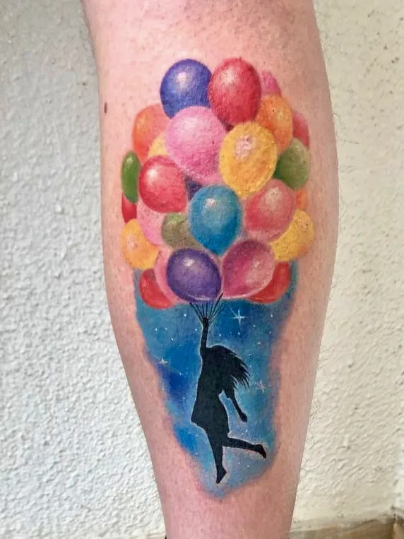 color illustrative tattoo auf calf #73733 | Tätowierer Ananga