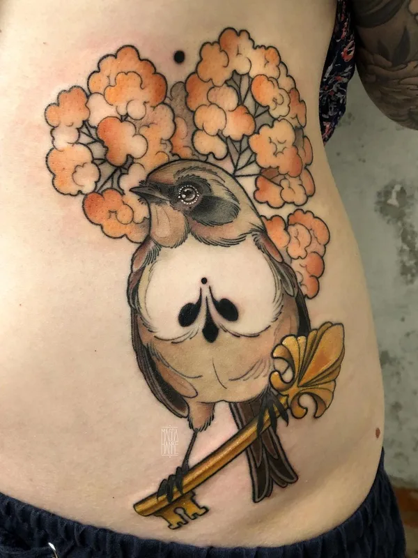 female color neo traditional Tatuaggio su side #42956 | Tatuatore Magda Hanke