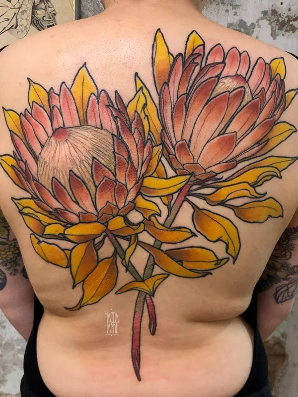female color botanic Tatuaggio su upper back #42954 | Tatuatore Magda Hanke