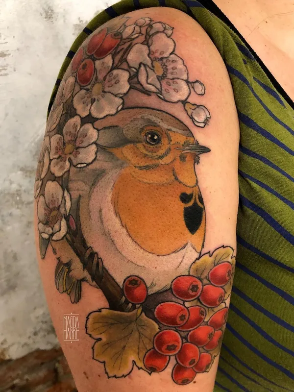 female color illustrative Tatuaggio su shoulder #42955 | Tatuatore Magda Hanke