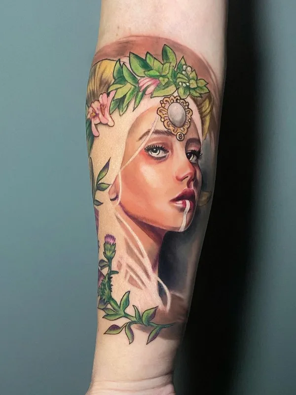 female color realism tatuaje en forearm #42966 | Tatuador Reese Hilburn