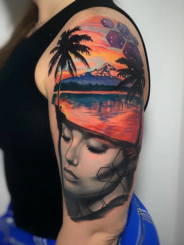 female color realism tatuaje en upper arm #42972 | Tatuador Reese Hilburn